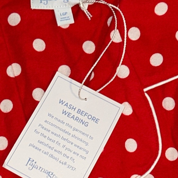 NWT PajamaGram 100% Red & White Polka Dot 2 Pc Long Sleeve Pajama Set Sz lrg - Picture 4 of 4